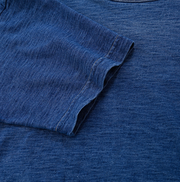 Indigo Tenjiku Cotton 908 Paisley Pocket T-shirt Detail