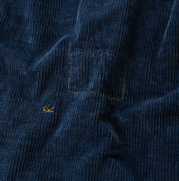 Indigo Kutekute Cotton Corduroy 908 Tyrol Shirt Detail