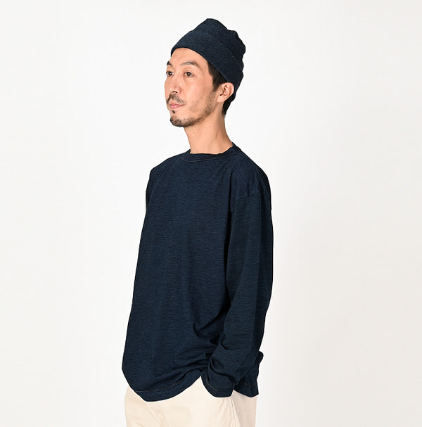 Indigo Dozume Tenjiku Cotton 908 45 Star Long Sleeve T-shirt Male Model