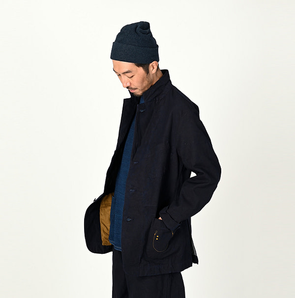 Indigo Niko Duck Miyuki Cotton Jacket Male Model