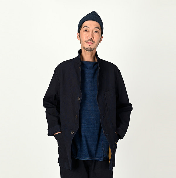 Indigo Niko Duck Miyuki Cotton Jacket Male Model