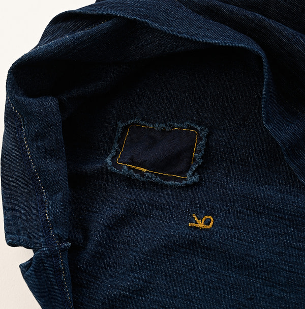 Indigo Dozume Tenjiku Cotton 908 45 Star Long Sleeve T-shirt Detail