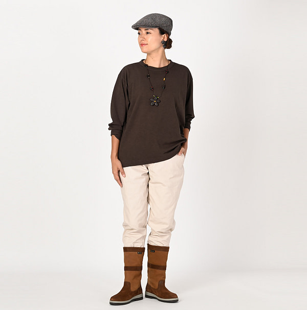 Douzome Tenjiku Cotton 908 Long Sleeve Ocean T-shirt Female Model
