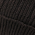 US Mou Yama Wool Rib Knit Cap Solid Dark Brown Top