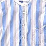 Yarn Dyed Damp Cotton 908 Stand Ocean Shirt Saxe Stripe