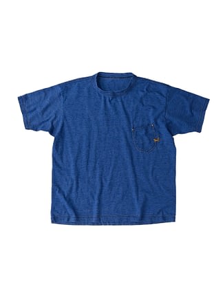 Indigo Hayama kun Embroidery 908 Ocean Cotton T-shirt