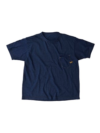 Indigo Cotton Hayama kun Embrodery 908 Ocean T-shirt
