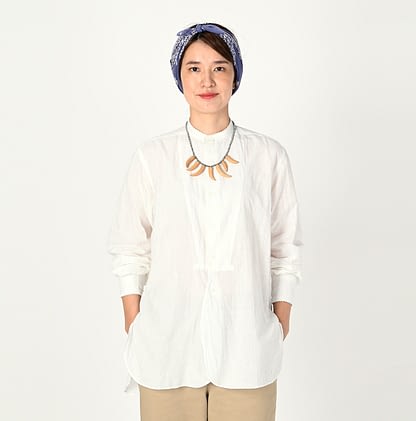 Indian Khadi Cotton 908 Big Googoo Lace Shirt Female Model