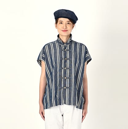 Cotton Linen Dangaree 8knot Uma Aloha Shirt Female Model