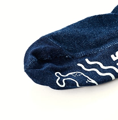 Indigo Super Gauze Knitsew Socks Detail