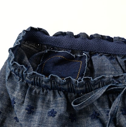 Cotton Linen Dungaree Cutwork Short Pants Detail