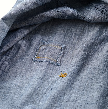 Ai Indian Khadi Cotton de Lace Square Blouse Detail