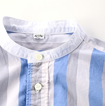 Yarn Dyed Damp Cotton 908 Stand Ocean Shirt Detail