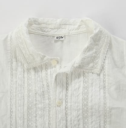Indian Khadi Cotton de Lace Square Blouse Detail