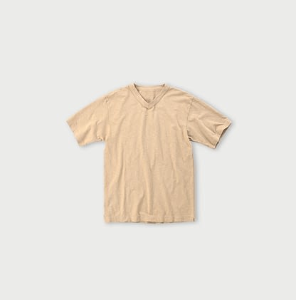 Tenjiku Cotton 908 V-neck T-shirt Beige