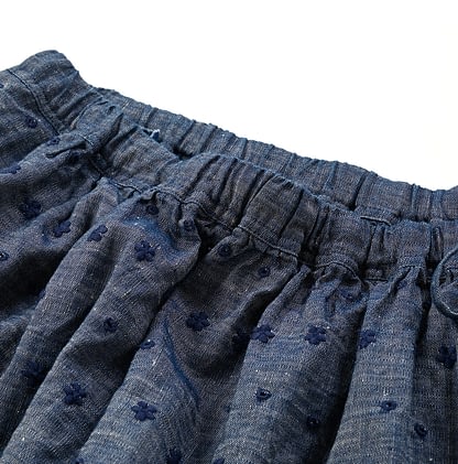 Cotton Linen Dungaree Cutwork Petti Skirt Detail
