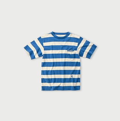 Big Stripe Tenjiku Cotton 908 45 Star T-shirt kinari x blue