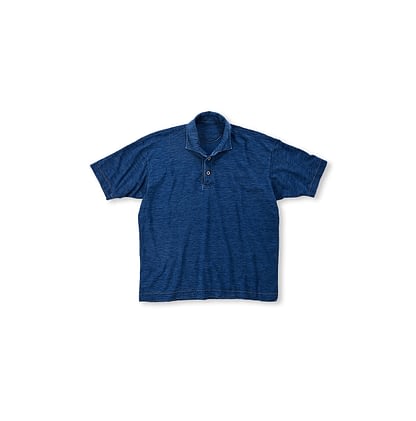Indigo 908 Tenjiku Cotton Ocean Polo Shirt