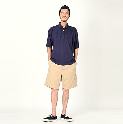 908 Tenjiku Cotton Ocean Polo Shirt Male Model