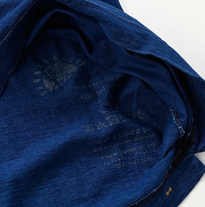 Indigo Dancing Hula Girl 908 45 Star Cotton T-shirt Indigo Summer Blue Detail