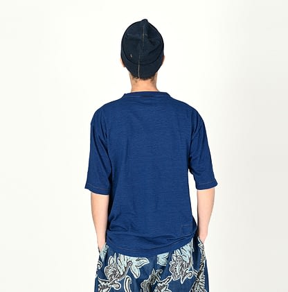 Indigo Dancing Hula Girl 908 45 Star Cotton T-shirt Indigo Summer Blue Detail Male Model