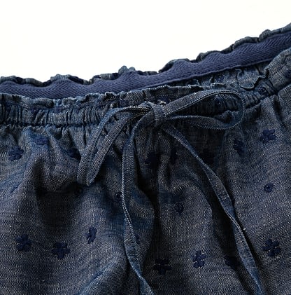 Cotton Linen Dungaree Cutwork Petti Pants Detail