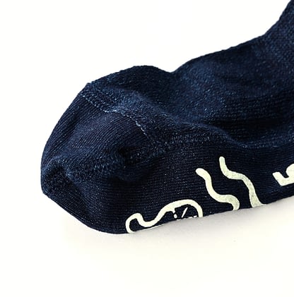 Dark Indigo Super Gauze Knitsew Socks Detail