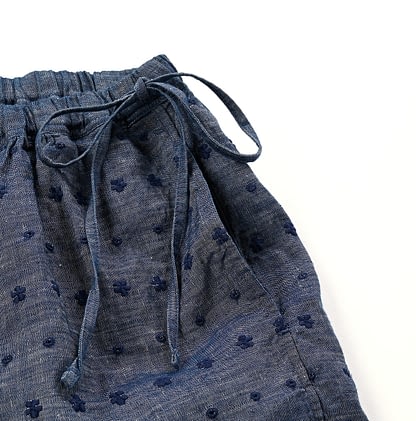 Cotton Linen Dungaree Cutwork Petti Skirt Detail