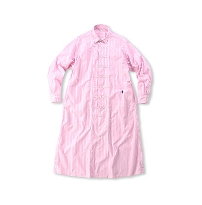 Yarn Dyed Damp Cotton 8 knot Ocean Dress Pink Stripe