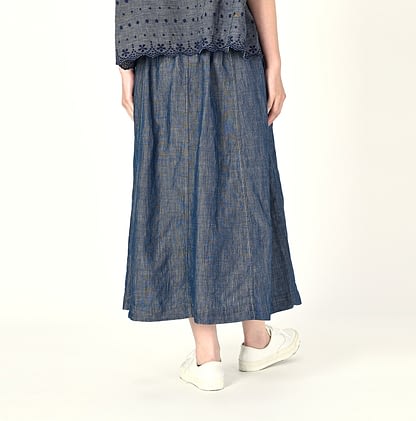 Cotton Linen Dangaree Gather Easy Skirt Female Model Back