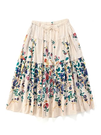 Indian Khadi Cotton Flower Garden Skirt