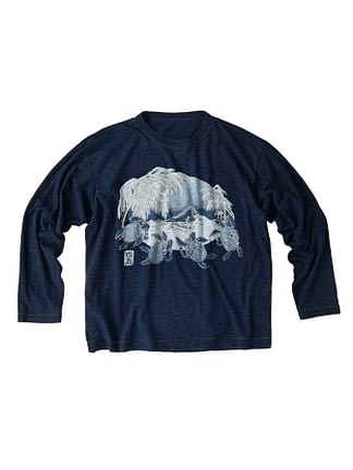 Indigo Dancing Turtle 908 Ocean Cotton T-shirt