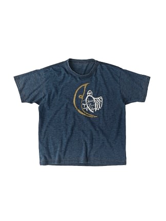 Indigo Sumie de Owl 908 Ocean Cotton T-Shirt