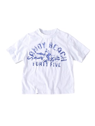 Sandy Beach Print 45 Star Cotton T-Shirt white