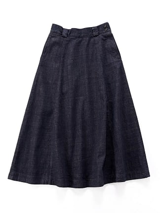 Indigo Cotton Denim Tweed Skirt